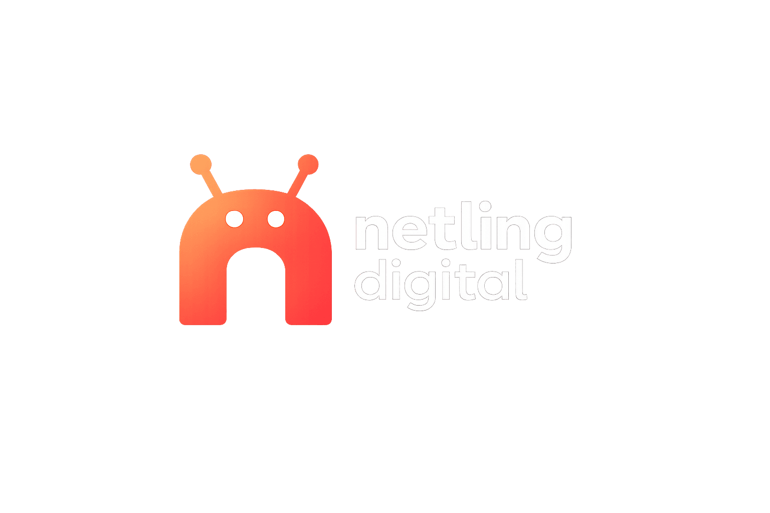 Netling Digital logo with word mark - white
