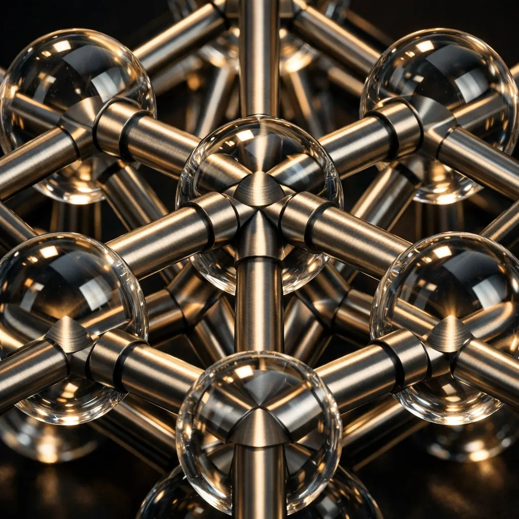 A complex interlocking lattice symbolizing the synthesis of system requirements for custom software development.
