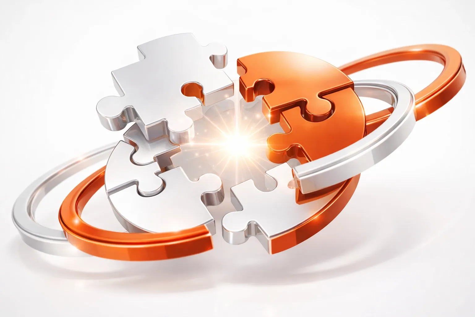 Strategy partners analyzing a holographic data sphere representing complex custom software architecture and alignment.