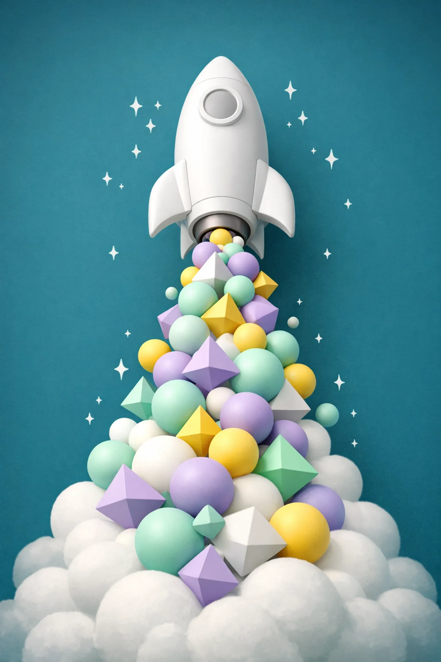 Abstract rocket ship representing high-speed deployment and scaling from an AI-native web app development company.